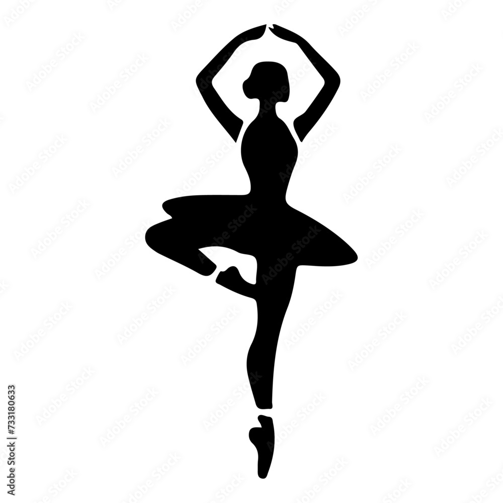 Ballerina Dance vector icon in flat style black color silhouette white background Ballerina Dance vector icon in flat style black color silhouette white background