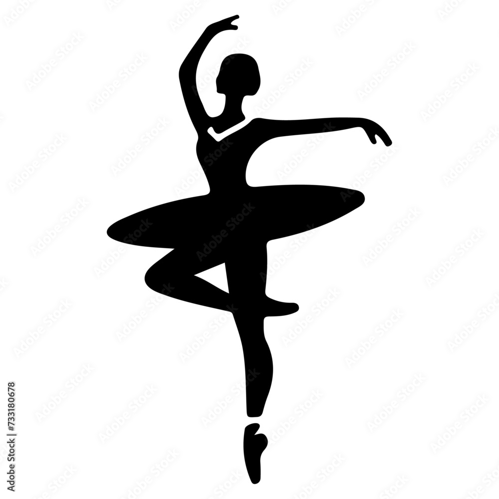 Ballerina Dance vector icon in flat style black color silhouette white background Ballerina Dance vector icon in flat style black color silhouette white background