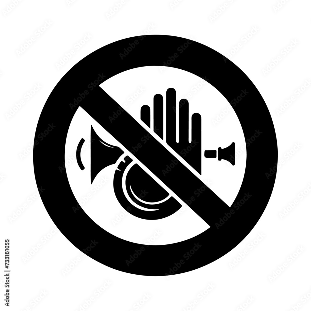 Do not use horn icon vector silhouette, black color, stop horn, white background Do not use horn icon vector silhouette, black color, stop horn, white background