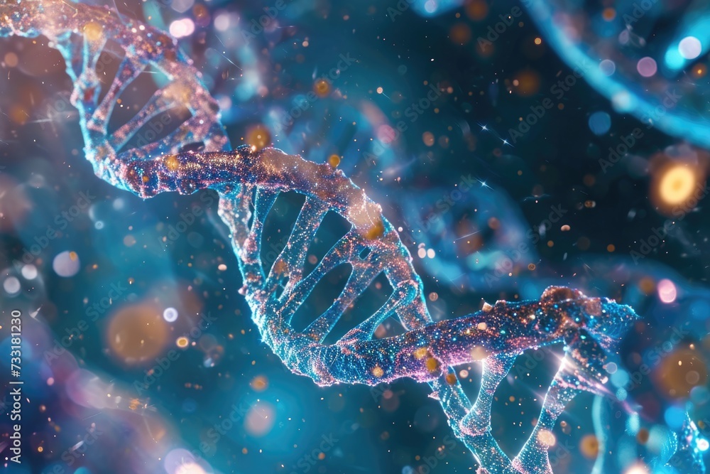 DNA illustration in science biotechnology. DNA illustration in science biotechnology.
