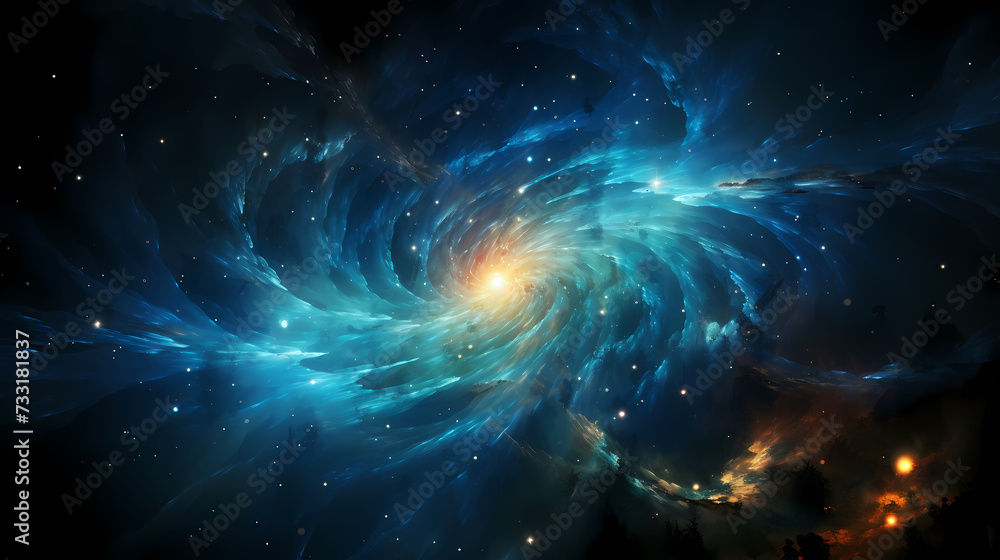 Fototapeta premium Space galaxy background, 3D illustration of nebulae in the universe