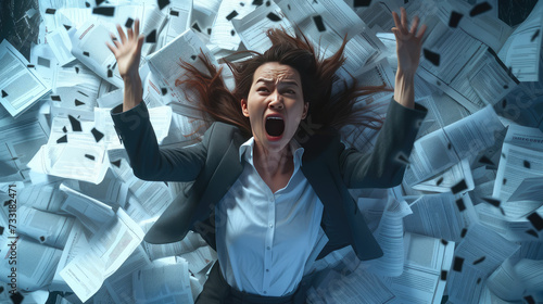 Corporate Chaos Professional Buried in Documents 