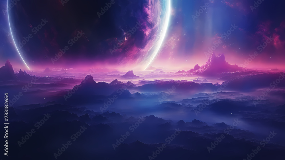 Space galaxy background, 3D illustration of nebulae in the universe