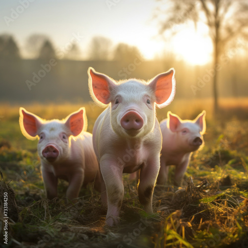 Ecological, Pigs at the domestic farm. © Wararat
