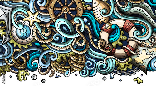 Nautical detailed cartoon illustration