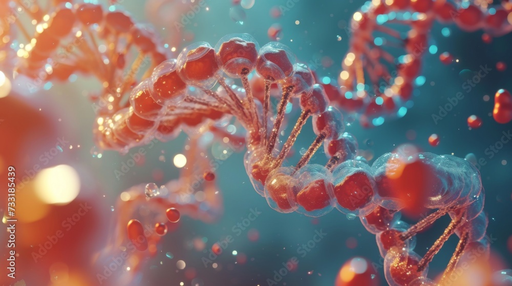 Closeup glimpse into molecular structures. Macro DNA molecules structure of genetic code. Closeup glimpse into molecular structures. Macro DNA molecules structure of genetic code.
