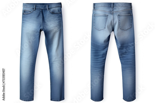 Mockup Fashionable blue jeans, skinny on white background. Place for design, print and showcasing. Generate Ai.