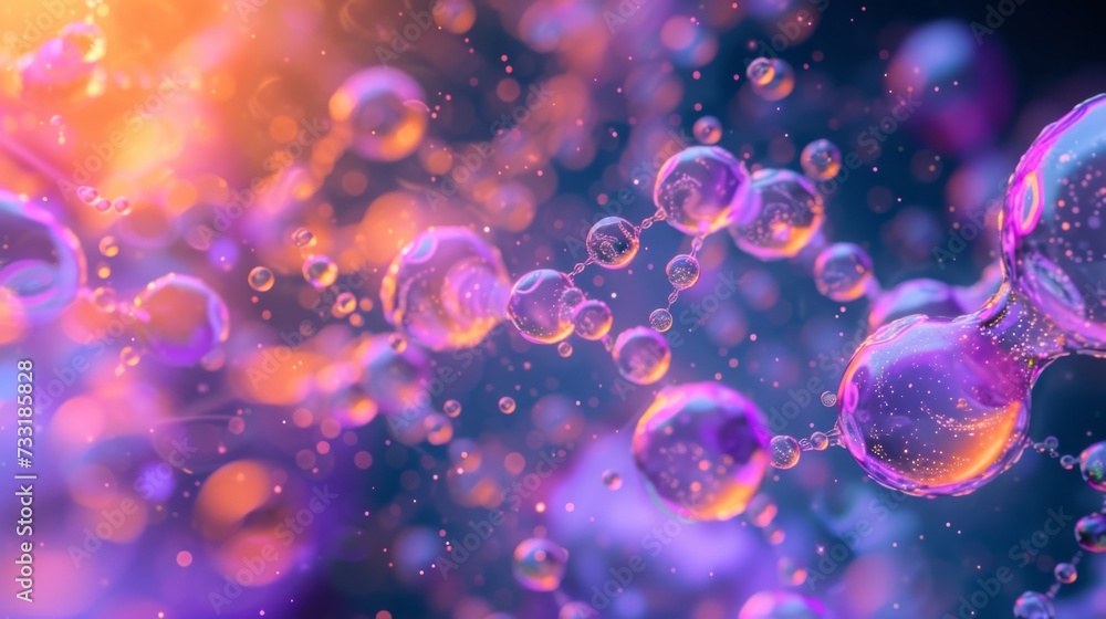 Closeup glimpse into molecular structures. Macro DNA molecules structure of genetic code. Closeup glimpse into molecular structures. Macro DNA molecules structure of genetic code.