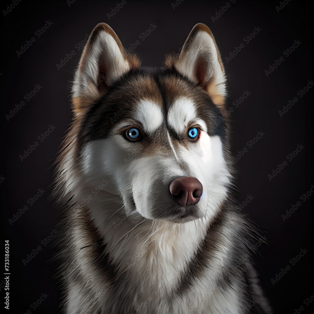 Stunning Husky Portrait with Vivid Blue Eyes in Studio