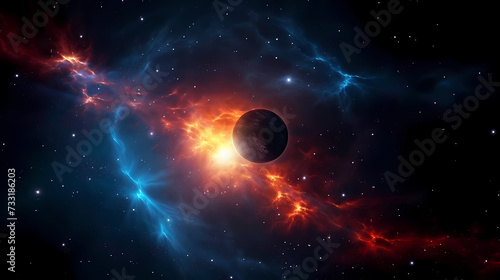 Space galaxy background, 3D illustration of nebulae in the universe