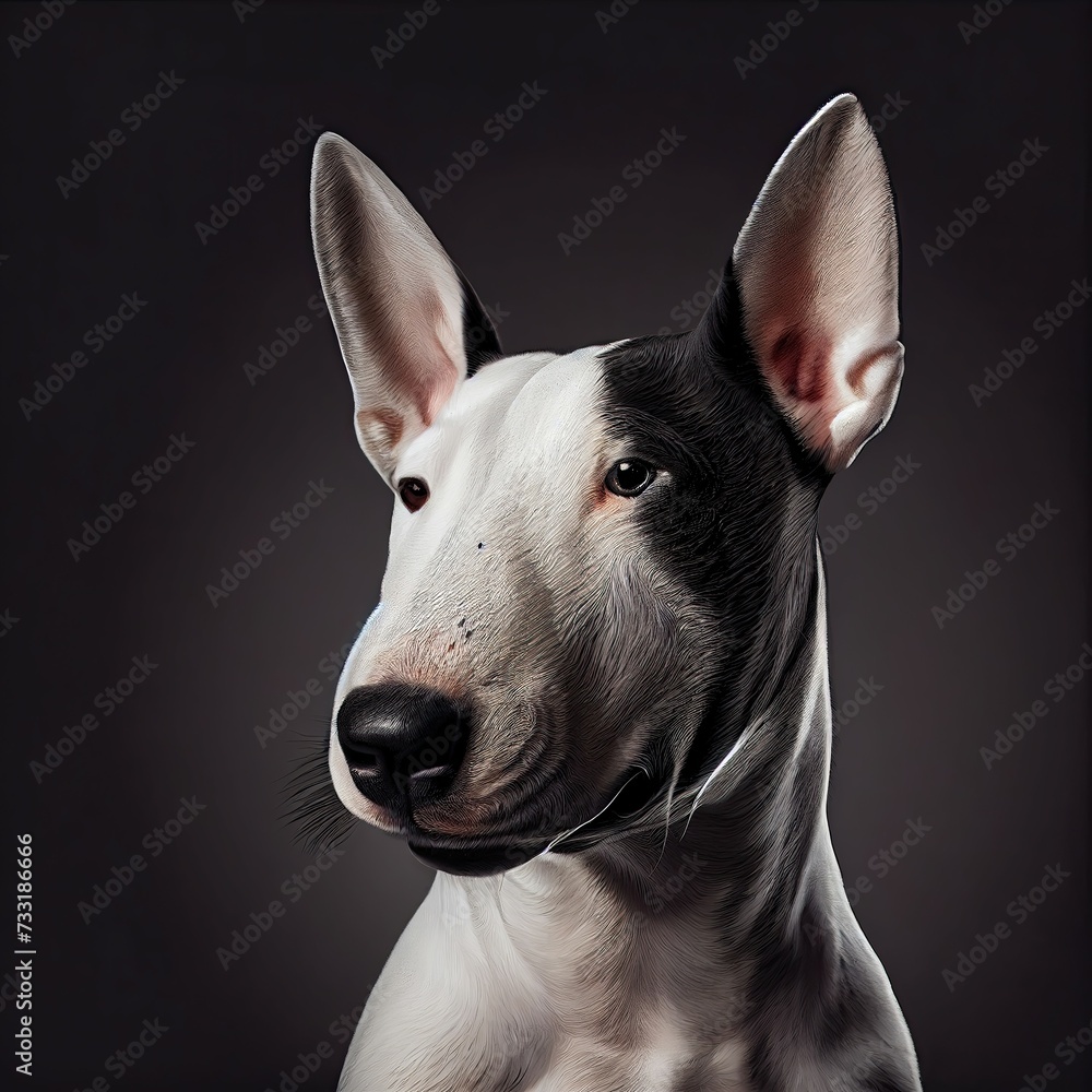 Elegant Bull Terrier Portrait with Dark Studio Background