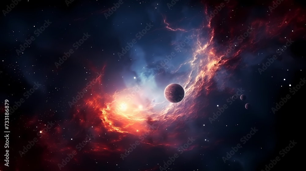 Obraz premium Space galaxy background, 3D illustration of nebulae in the universe