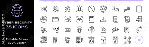 Cyber Security line icons - editable stroke photo