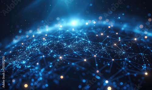 a technology background blockchain connected by AI around the globe photo fo twiitter or linkedin background