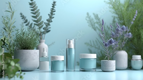 Minimalist backdrop highlighting skincare products with a sleek and modern ae...