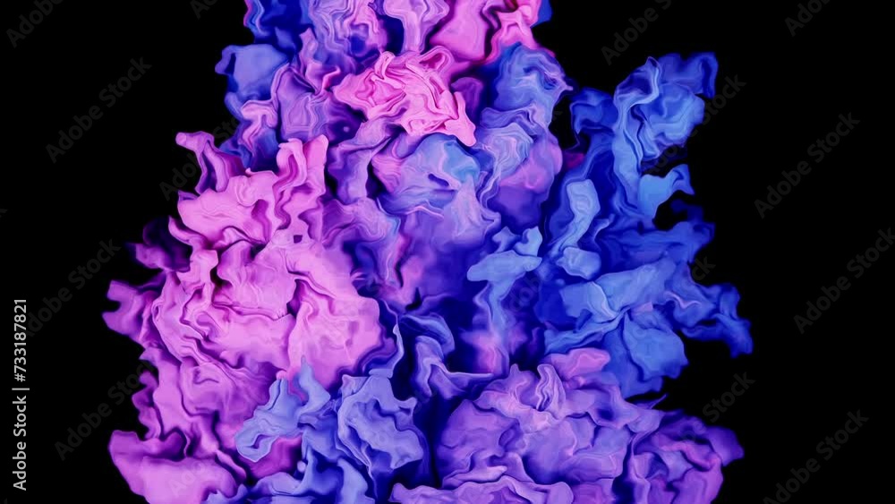Dynamic Blend: Red Ink and Blue Paint Intertwine, Forming a Colorful Abstract Cloud Amidst Darkness Dynamic Blend: Red Ink and Blue Paint Intertwine, Forming a Colorful Abstract Cloud Amidst Darkness
