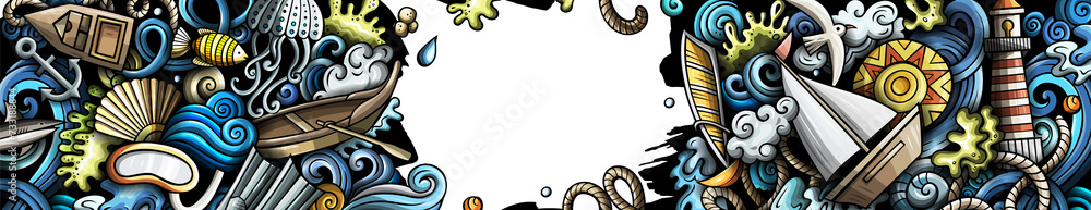 Marine cartoon banner Marine cartoon banner