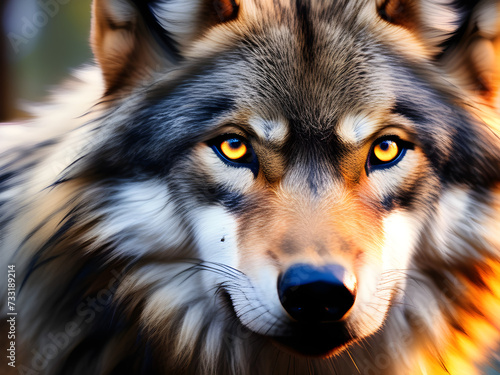 Lone Wolf Close-Up Magic Eyes  Intense Gaze of a Wild Predator - Wildlife Portrait for Design Projects