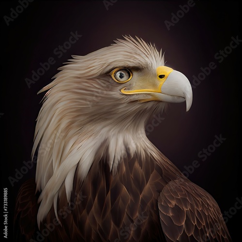 Majestic Bald Eagle Portrait Against Dark Background