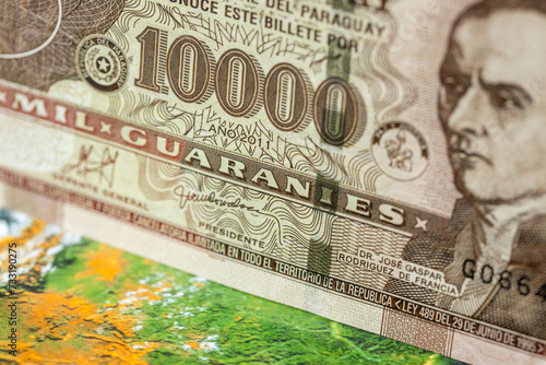 Paraguay money, Paraguayan currency, Paraguayan guaranies exchange rate, Financial concept photo