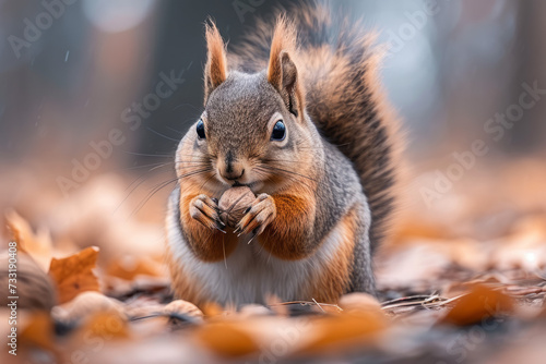 Close-up photo of a squirrel in the forest
