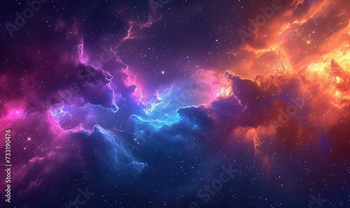Colorful space galaxy cloud nebula. Stary night cosmos. Universe science astronomy. Supernova background wallpaper © jamrut