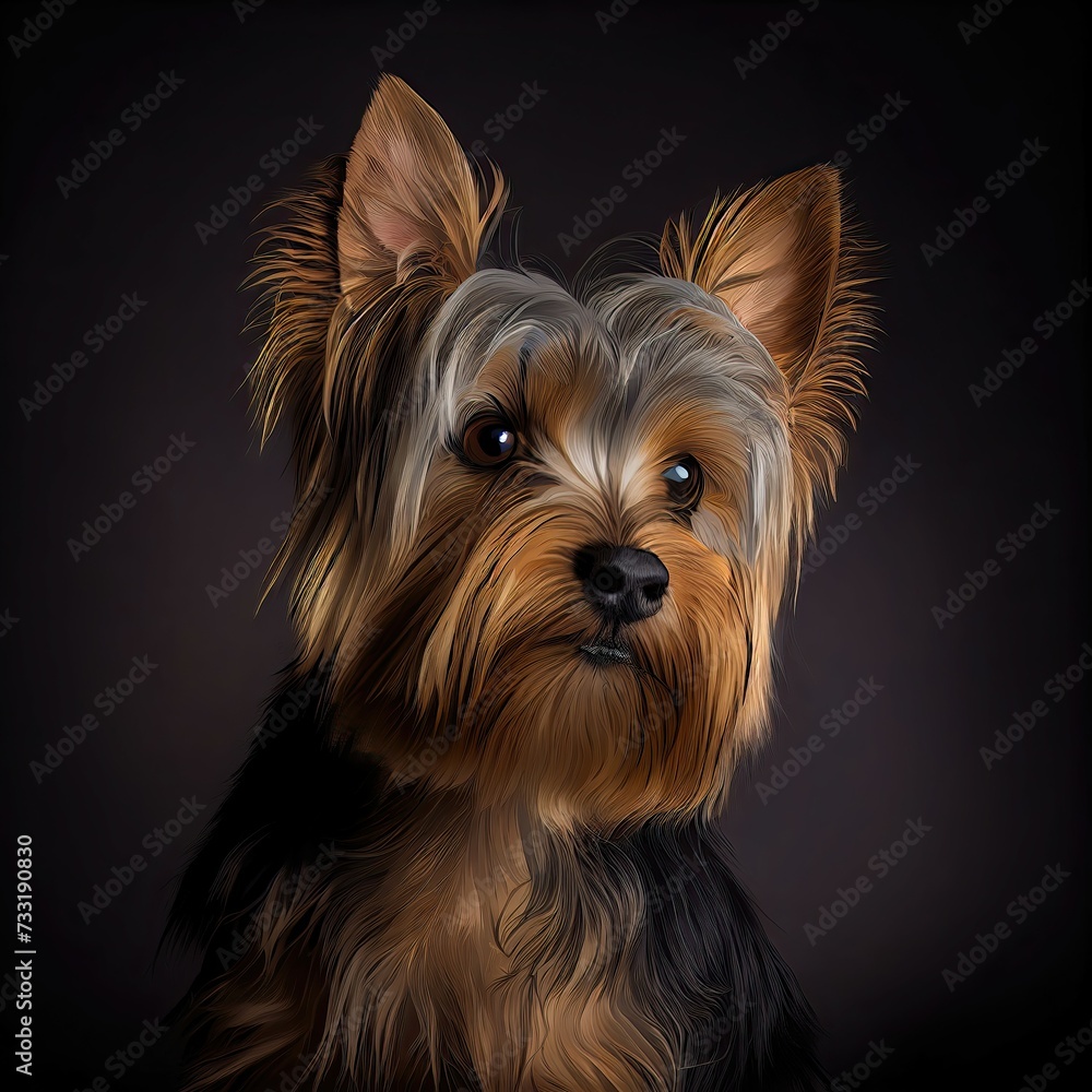 Elegant Yorkshire Terrier Portrait with Refined Studio Lighting Elegant Yorkshire Terrier Portrait with Refined Studio Lighting