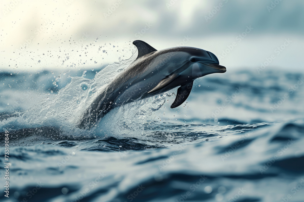 Obraz premium Dolphin jumping out of Ocean nature
