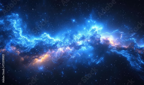 Space Blue neon galaxy, stars, black background