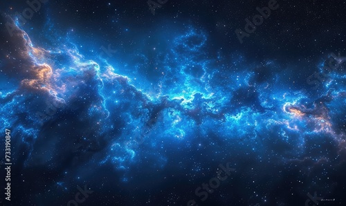 Space Blue neon galaxy  stars  black background