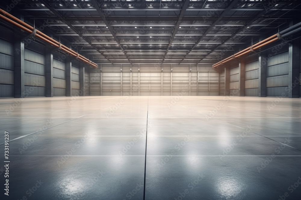 Empty floor, interior of industrial, commercial building. Construction by metal, steel, concrete. Modern factory, warehouse, hangar for backgroud. Empty floor, interior of industrial, commercial building. Construction by metal, steel, concrete. Modern factory, warehouse, hangar for backgroud.