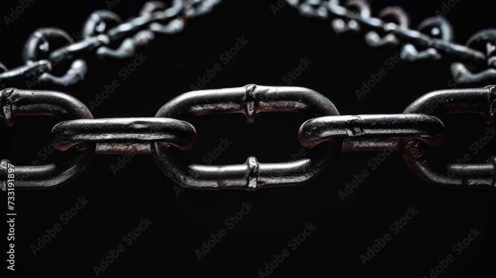Fototapeta premium Closeup brutal metal chain on a black background