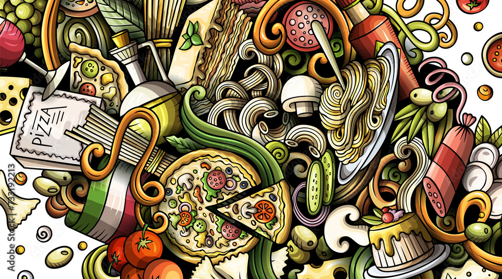 Italian food cartoon banner illustration Italian food cartoon banner illustration