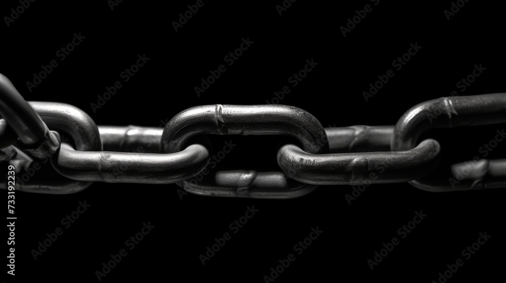 Closeup brutal metal chain on a black background Closeup brutal metal chain on a black background