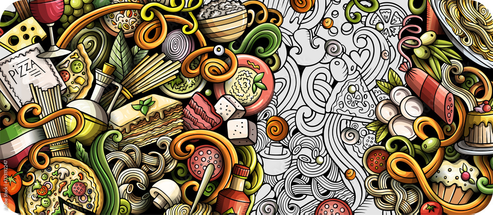 Italian food cartoon banner illustration Italian food cartoon banner illustration