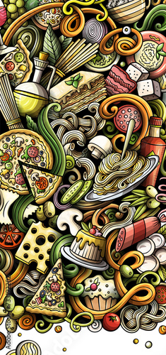 Wallpaper Mural Italian food cartoon banner illustration Torontodigital.ca