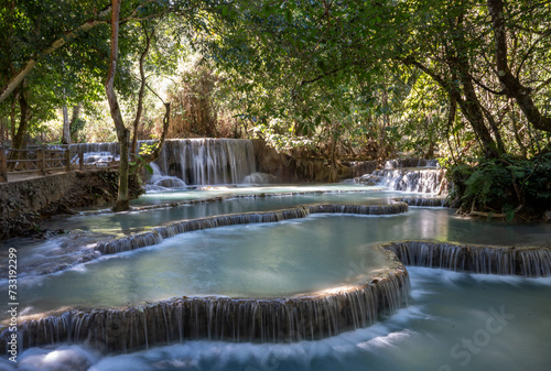 Fototapeta Naklejka Na Ścianę i Meble -  The Kuang Si Waterfall is located 30 km to the south of Luang Prabang in the Southeast Asian country of Laos.