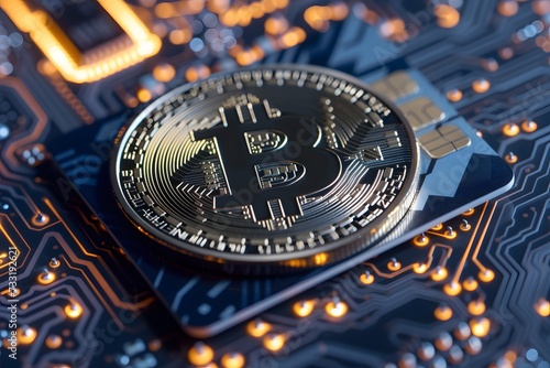 Close up of btc coins and cryto currency