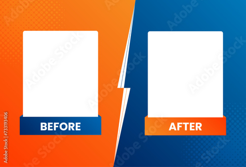 Before and after creative gradient background template. easy compare evidence badges for marketing and Two team vector templates. abstract graphical element. choose between two frames.