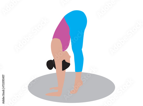 Young beautiful yoga female posing in studio
