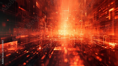 The abstract background transports viewers to a virtual realm