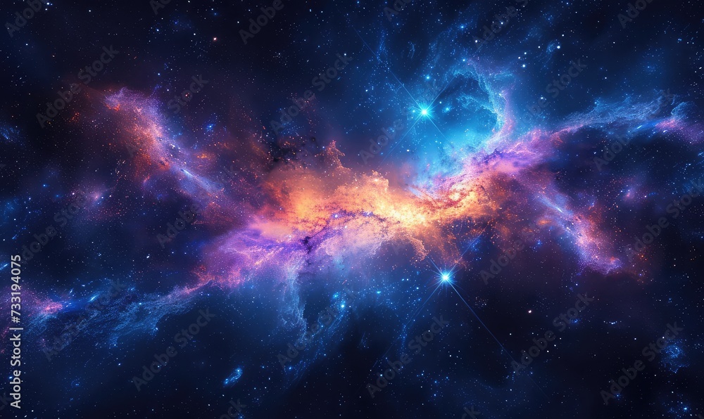 Naklejka premium Painted with oil paints, Galaxy in space