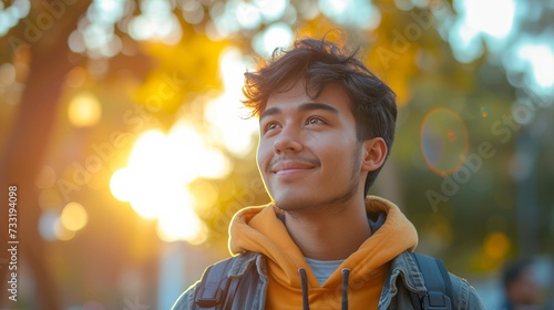 The student's vibrant spirit shines through the photo, bringing warmth and vi...