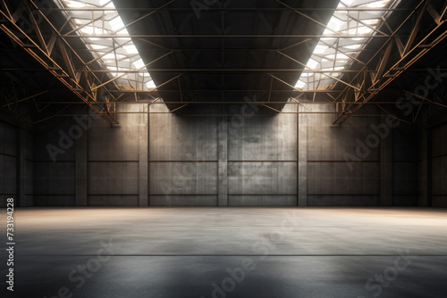 Wallpaper Mural Modern interior with metal wall and steel structure with empty space for industry background. Torontodigital.ca