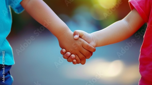 Two children holding hands, illustrating innocence and purity in their bond