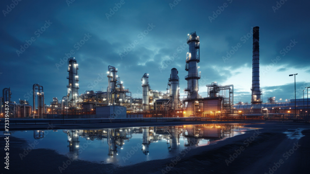 Modern oil refinery industrial plant.