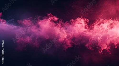 A magenta neon smoke isolated on a black background. The smoke looks like a laser  glowing and dazzling everything it illuminates. 
