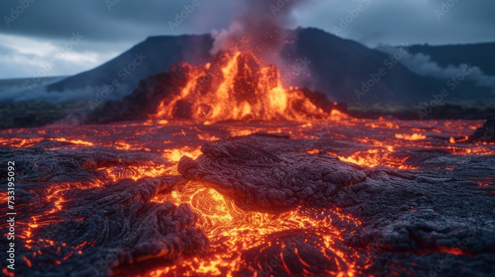 View of volcano close-up