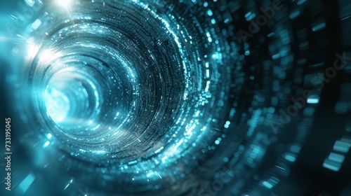 The abstract background transports viewers to a virtual realm