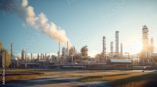 Modern oil refinery industrial plant.